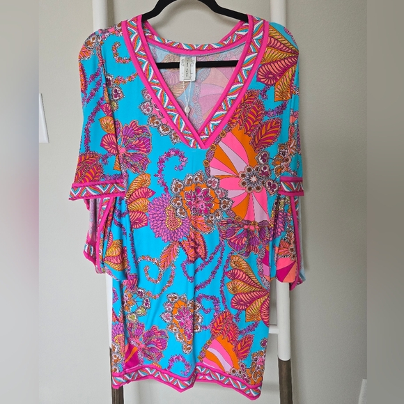 NWT Trina Turk Meilani Floral Pink Blue And Orange Swim Cover-Up Size M - Picture 9 of 14